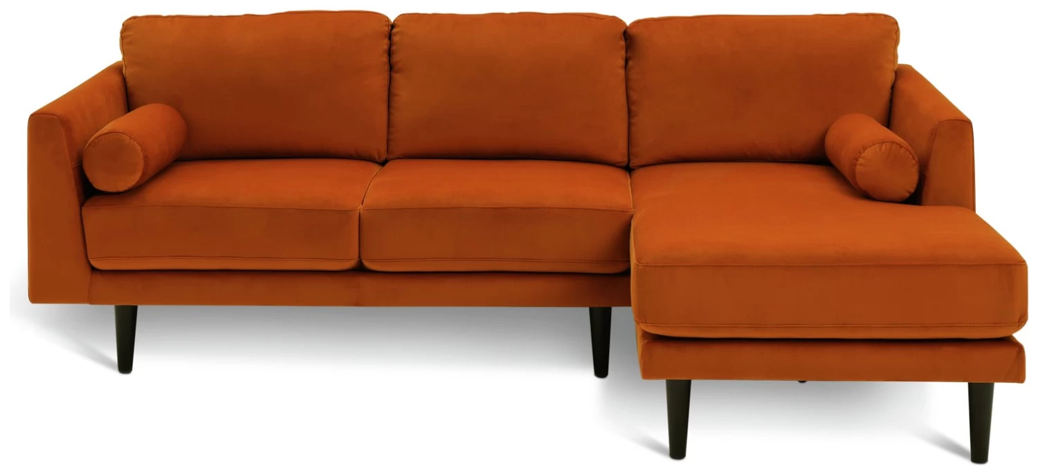 Habitat Jacob Velvet Right Hand Corner Sofa - Orange 5 Habitat Jacob Velvet Right Hand Corner Sofa - Orange - Image 3