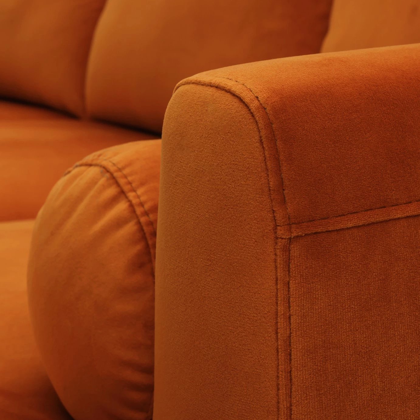 Habitat Jacob Velvet Right Hand Corner Sofa - Orange 7 Habitat Jacob Velvet Right Hand Corner Sofa - Orange - Image 5