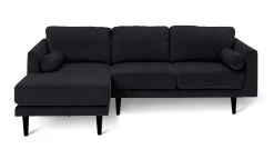 Habitat Jacob Velvet Left Hand Corner Sofa - Black -Habitat 2910325 R Z002A