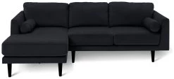 Habitat Jacob Velvet Left Hand Corner Sofa - Black -Habitat 2910325 R Z003A