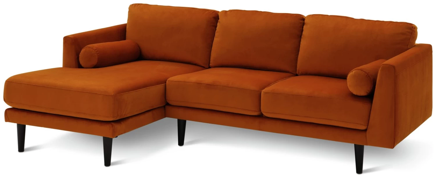 Habitat Jacob Velvet Left Hand Corner Sofa - Orange 3 Habitat Jacob Velvet Left Hand Corner Sofa - Orange