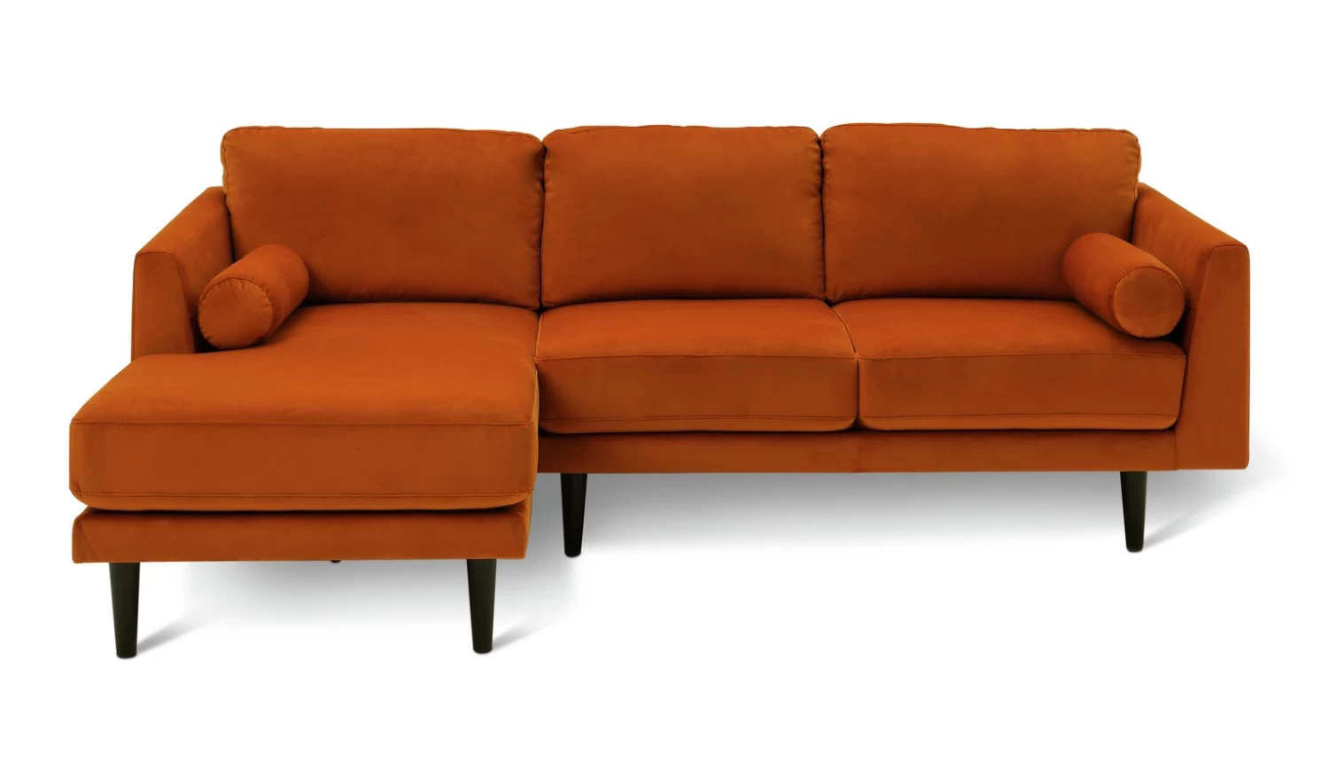 Habitat Jacob Velvet Left Hand Corner Sofa - Orange 4 Habitat Jacob Velvet Left Hand Corner Sofa - Orange - Image 2