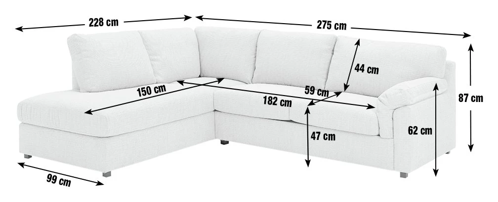 Habitat Florence Fabric Left Hand Corner Chaise Sofa - Cream 4 Habitat Florence Fabric Left Hand Corner Chaise Sofa - Cream - Image 2