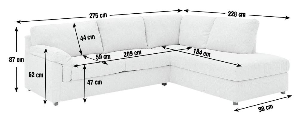 Habitat Florence Fabric Right Hand Corner Chaise Sofa- Cream 5 Habitat Florence Fabric Right Hand Corner Chaise Sofa- Cream - Image 3