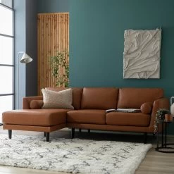 Habitat Jackson Leather Left Corner Chaise Sofa - Tan 12 Habitat Jackson Leather Left Corner Chaise Sofa - Tan -Habitat 3102486 R Z001C