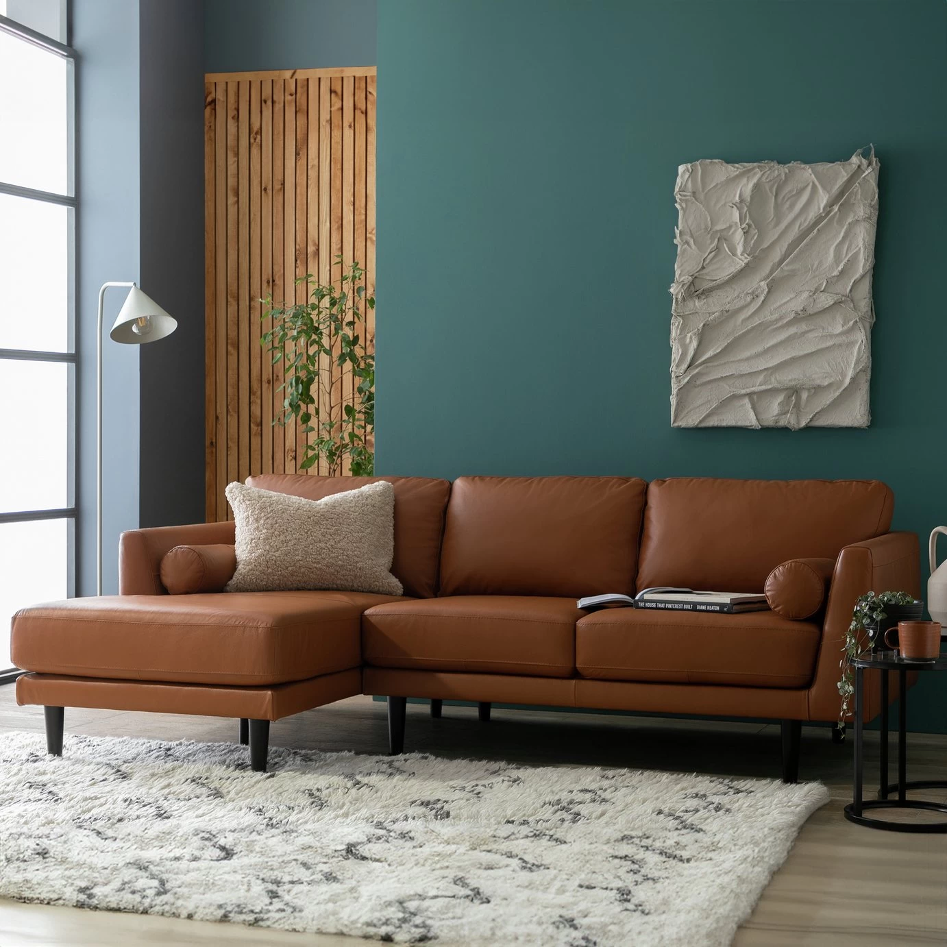 Habitat Jackson Leather Left Corner Chaise Sofa - Tan 4 Habitat Jackson Leather Left Corner Chaise Sofa - Tan - Image 2