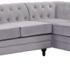 Habitat Chesterfield Velvet Left Hand Corner Sofa-Light Grey -Habitat 3106633 R Z001A
