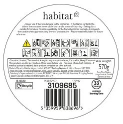 Habitat Large Ceramic Candle - Gardenia & Rose -Habitat 3109685 R Z011A