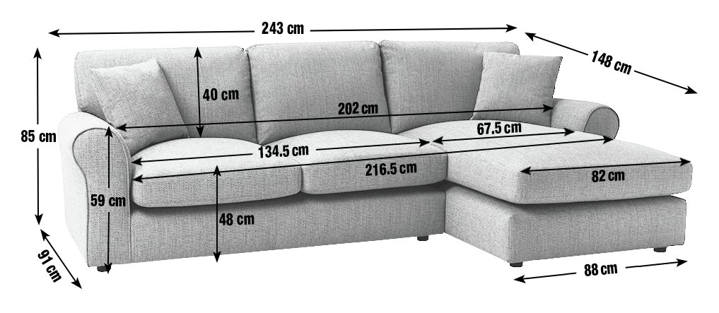 Habitat Lisbon Fabric Right Hand Corner Chaise Sofa-Charcoal 5 Habitat Lisbon Fabric Right Hand Corner Chaise Sofa-Charcoal - Image 3