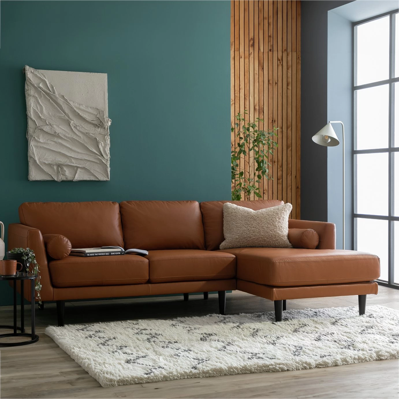 Habitat Jackson Leather Right Corner Chaise Sofa - Tan 3 Habitat Jackson Leather Right Corner Chaise Sofa - Tan
