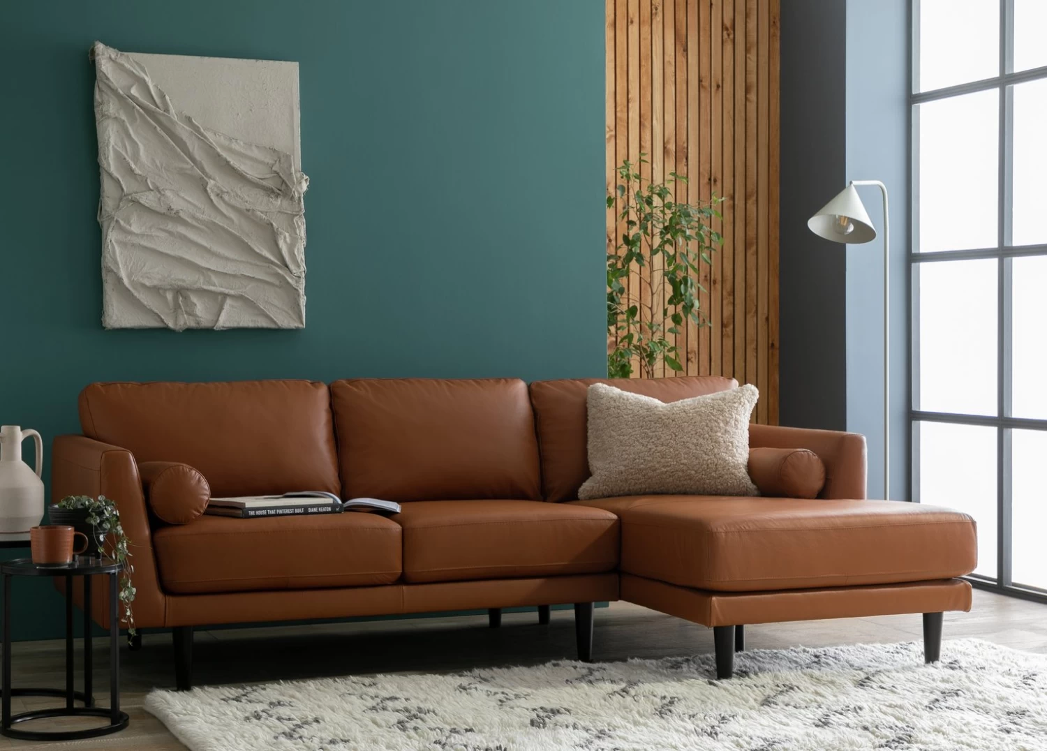 Habitat Jackson Leather Right Corner Chaise Sofa - Tan 4 Habitat Jackson Leather Right Corner Chaise Sofa - Tan - Image 2