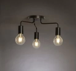 Habitat Rayner Steel 3 Light LED Flush Ceiling Light - Black -Habitat 3247846 R Z002A