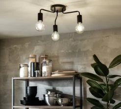 Habitat Rayner Steel 3 Light LED Flush Ceiling Light - Black -Habitat 3247846 R Z003C