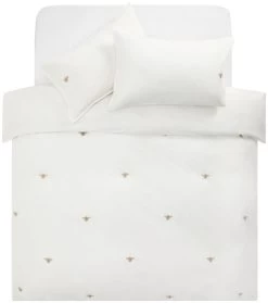 Habitat 180TC Embroidered Bee White Bedding Set - Single -Habitat 3347540 R Z002A