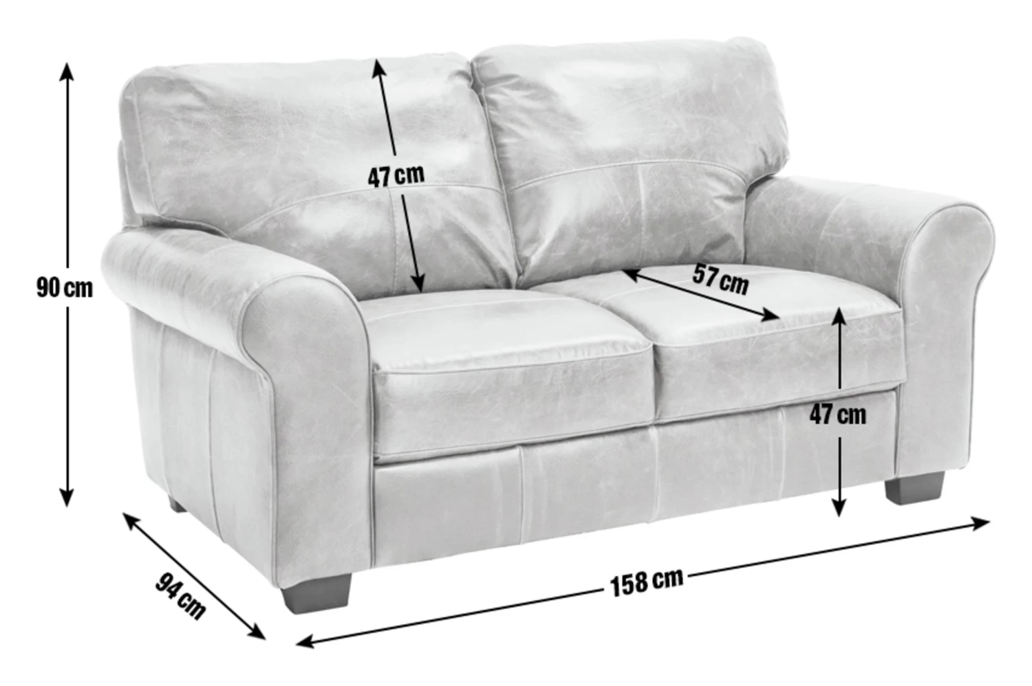 Habitat Salisbury Leather 2 Seater Sofa - Black 6 Habitat Salisbury Leather 2 Seater Sofa - Black - Image 4