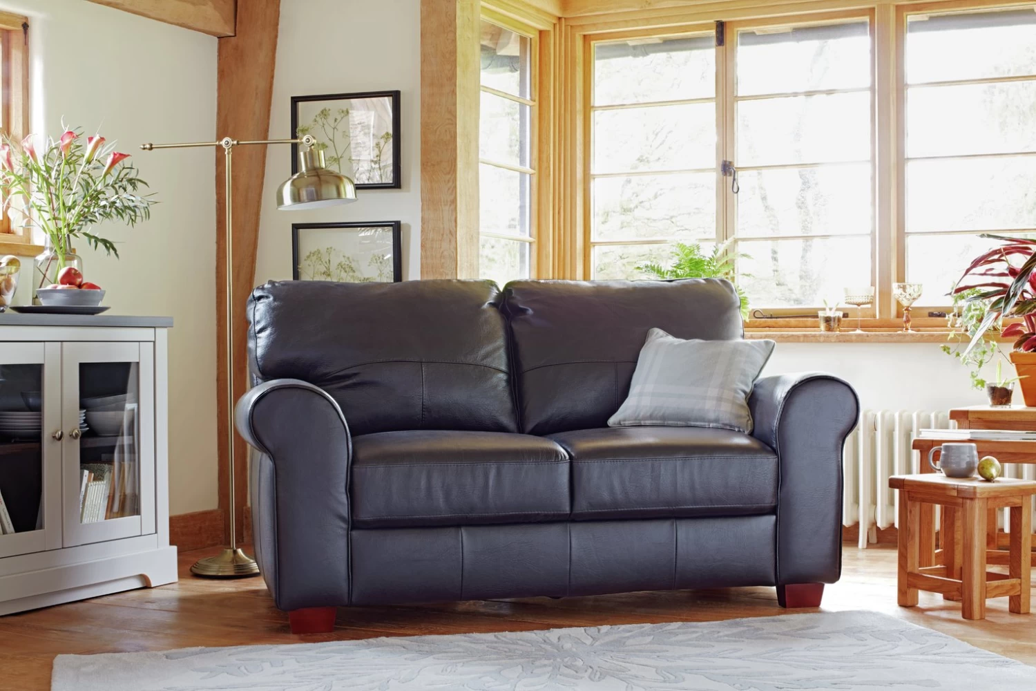 Habitat Salisbury Leather 2 Seater Sofa - Black 4 Habitat Salisbury Leather 2 Seater Sofa - Black - Image 2