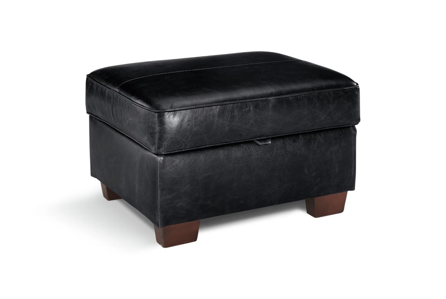 Habitat Salisbury Leather Storage Footstool - Black 3 Habitat Salisbury Leather Storage Footstool - Black