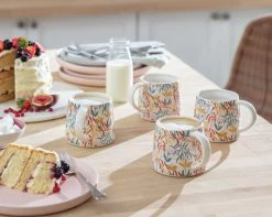 Habitat Floral Ripple Set Of 4 Mugs -Habitat 4544421 R Z001C