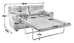 Habitat Salisbury 2 Seater Leather Sofa Bed - Black -Habitat 4552121 R E001