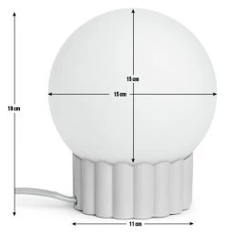 Habitat Ribbed Globe Table Lamp - White & Natural -Habitat 4588982 R E001