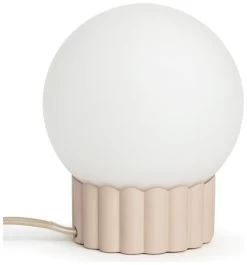 Habitat Ribbed Globe Table Lamp - White & Natural -Habitat 4588982 R Z002A