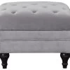 Habitat Chesterfield Velvet Storage Footstool - Light Grey -Habitat 4654287 R Z001A