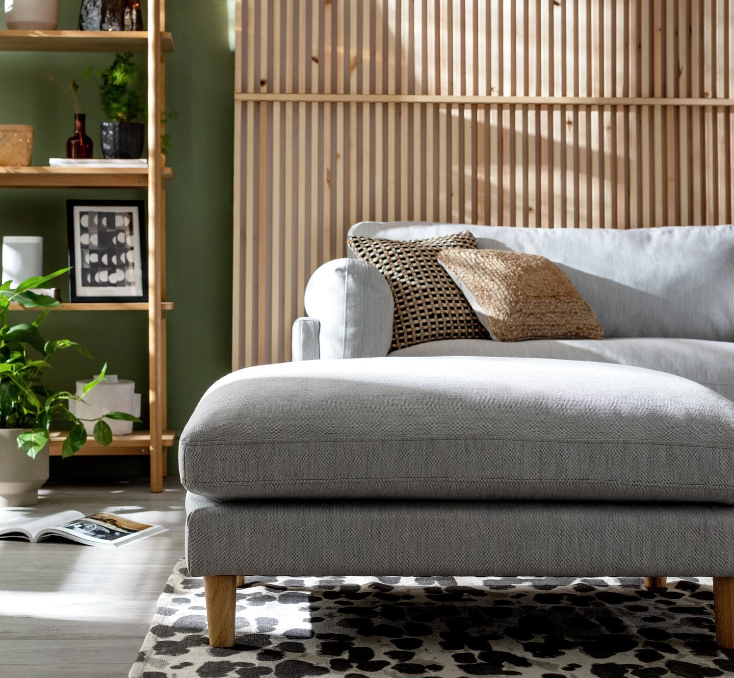 Habitat Salome Fabric Ottoman Footstool - Light Grey 4 Habitat Salome Fabric Ottoman Footstool - Light Grey - Image 2