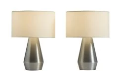 Habitat Maya Pair Of Touch Table Lamps - Silver & Cream -Habitat 4975894 R Z006A