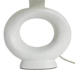 Habitat Nels Large Circle Ceramic Table Lamp - White & Beige -Habitat 5022887 R Z004A