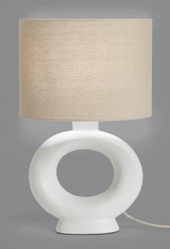 Habitat Nels Large Circle Ceramic Table Lamp - White & Beige -Habitat 5022887 R Z005A