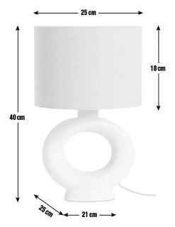 Habitat Nels Large Circle Ceramic Table Lamp - White & Beige -Habitat 5022887 R Z017A