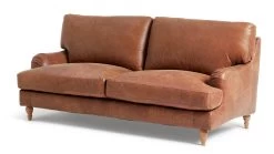 Habitat Livingston Leather 3 Seater Sofa - Tan -Habitat 5397213 R Z002A