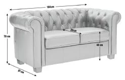 Habitat Chesterfield Leather 2 Seater Sofa - Chocolate -Habitat 6086578 R E001