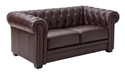 Habitat Chesterfield Leather 2 Seater Sofa - Chocolate -Habitat 6086578 R Z004A