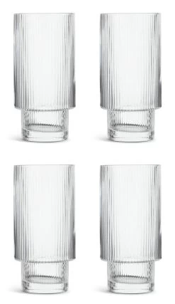 Habitat Ribbed Set Of 4 Hi Ball Glasses