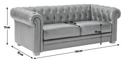 Habitat Chesterfield Leather 3 Seater Sofa - Black -Habitat 6227777 R E001