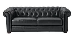 Habitat 9 Habitat Chesterfield Leather 3 Seater Sofa - Black