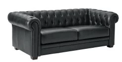 Habitat Chesterfield Leather 3 Seater Sofa - Black -Habitat 6227777 R Z004A