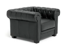 Habitat Chesterfield Leather Armchair - Black -Habitat 6250988 R Z004A