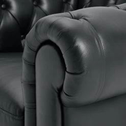 Habitat Chesterfield Leather Armchair - Black -Habitat 6250988 R Z006A