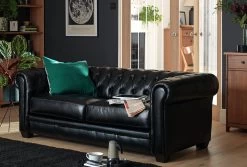 Habitat Chesterfield Leather 3 Seater Sofa - Chocolate -Habitat 6257101 R Z001C