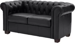 Habitat Chesterfield Leather 2 Seater Sofa - Black -Habitat 6318349 R Z002A