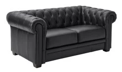 Habitat Chesterfield Leather 2 Seater Sofa - Black -Habitat 6318349 R Z004A