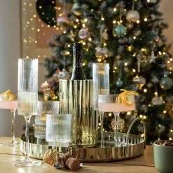 Habitat Ribbed Set Of 4 Champagne Flute -Habitat 6826305 R Z002C