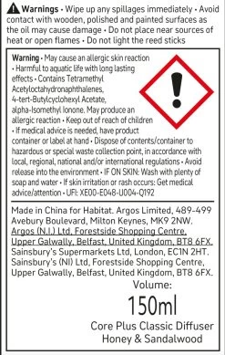 Habitat 150ml Scented Diffuser - Honey & Sandalwood -Habitat 6828303 R Z011A