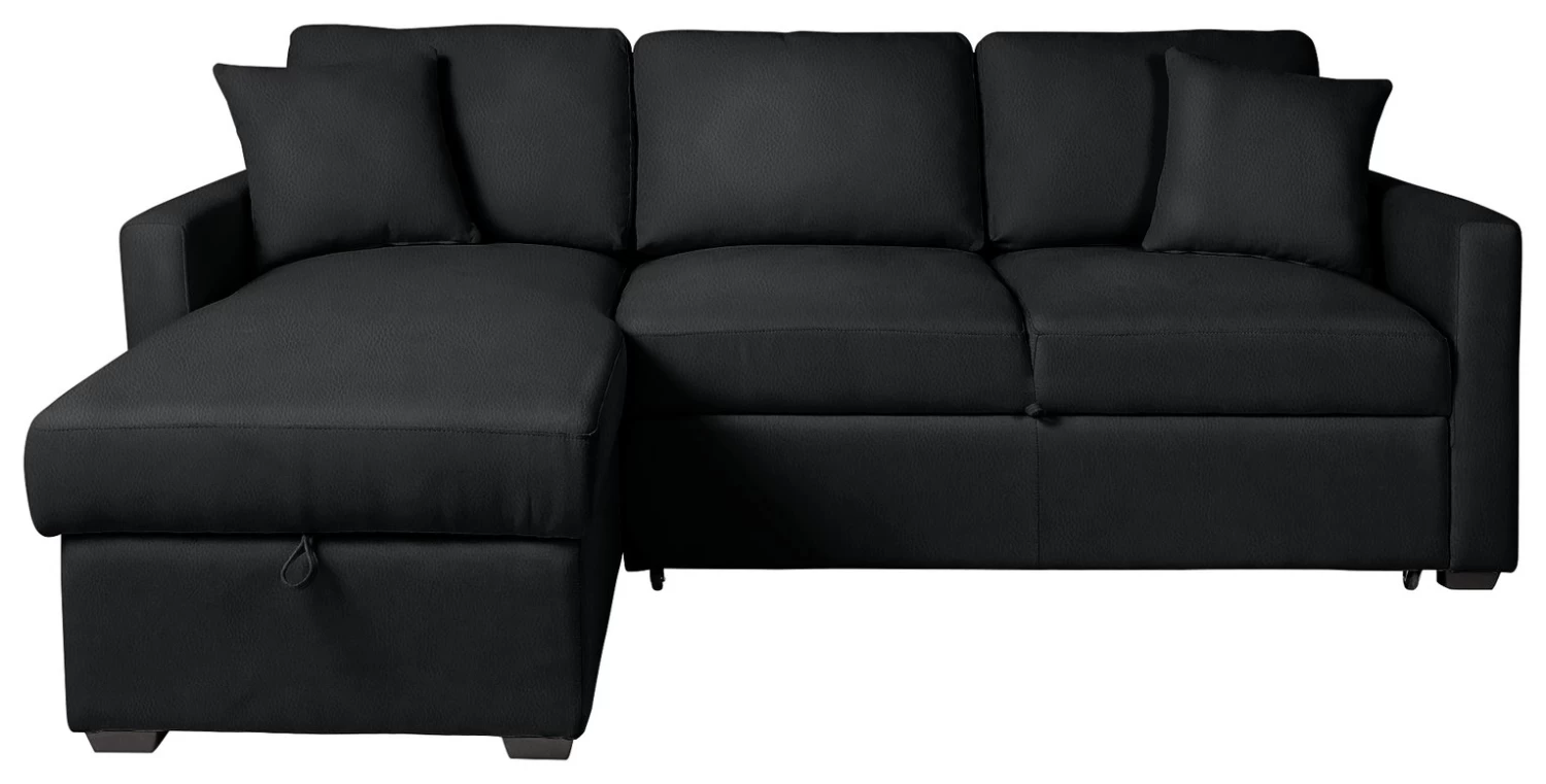 Habitat Reagan Corner Chaise Faux Leather Sofa Bed - Black 3 Habitat Reagan Corner Chaise Faux Leather Sofa Bed - Black