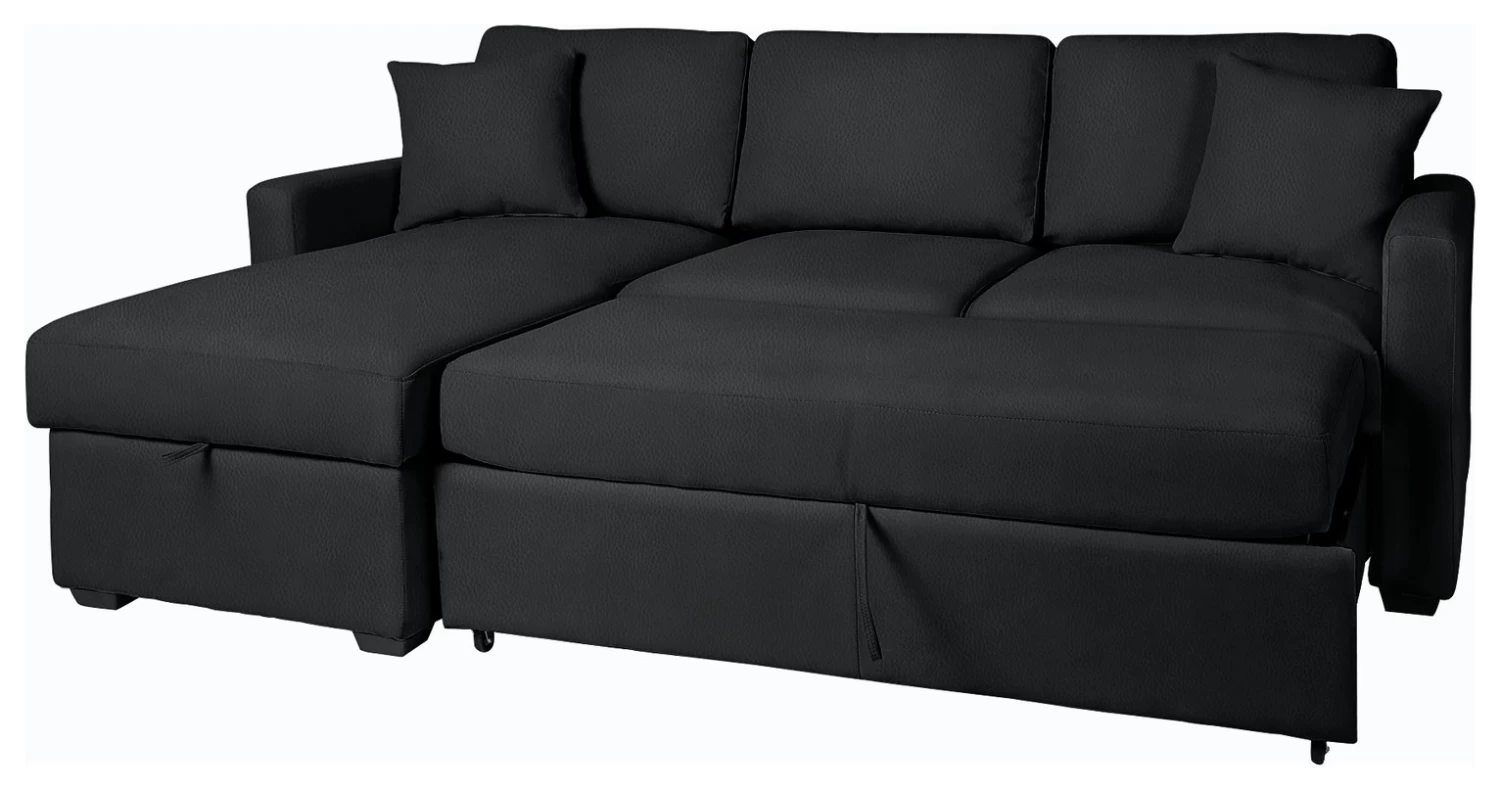 Habitat Reagan Corner Chaise Faux Leather Sofa Bed - Black 11 Habitat Reagan Corner Chaise Faux Leather Sofa Bed - Black - Image 9