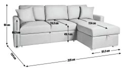 Habitat Reagan Right Corner Chaise Sofa Bed - Natural -Habitat 7019757 R E001