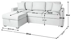 Habitat Reagan Left Corner Chaise Sofa Bed - Natural -Habitat 7118847 R Z020A