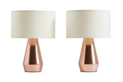 Habitat Maya Pair Of Touch Table Lamps - Copper & Cream -Habitat 7157097 R Z007A
